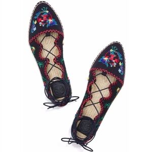 Tory Burch Sonoma Embroidered Ghillie Escadrille Flat Sz. 11